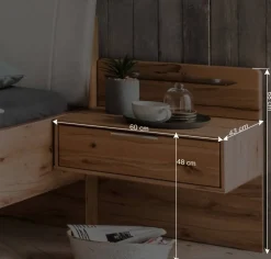 Wohnen Betten<Doppelbett im Set mit Nachtkommoden - Krofun (dreiteilig)