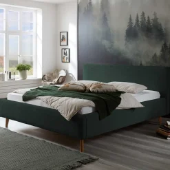 Wohnen Betten<Doppelbett in Dunkelgrün Cord - Topra