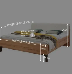 Wohnen Betten<Doppelbett Kombi mit Nachtkommoden - Krofun (dreiteilig)