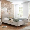 Wohnen Betten<Doppelbett mit Bettkasten in Beige Webplüsch - Samuele