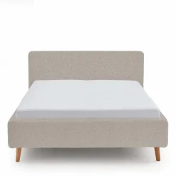 Wohnen Betten<Doppelbett mit Bettkasten in Beige Webplüsch - Samuele