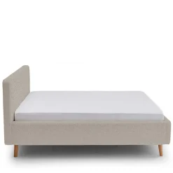 Wohnen Betten<Doppelbett mit Bettkasten in Beige Webplüsch - Samuele