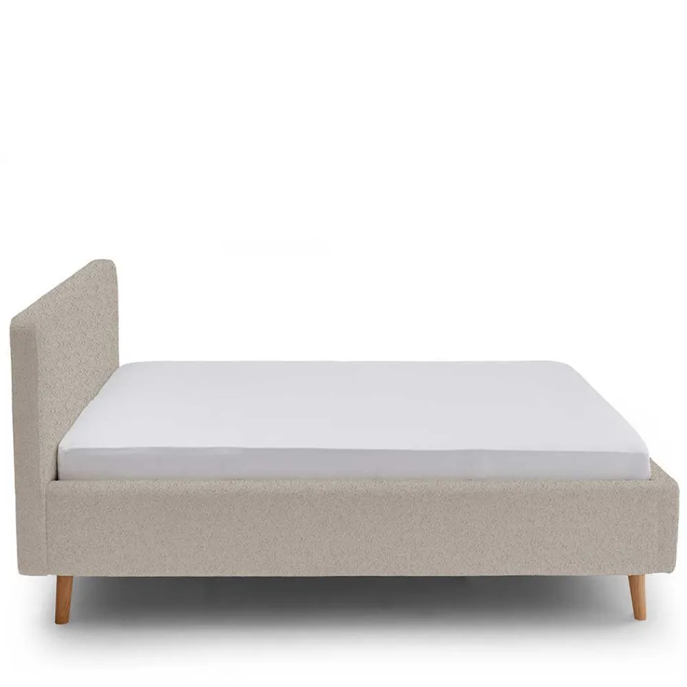 Wohnen Betten<Doppelbett mit Bettkasten in Beige Webplüsch - Samuele