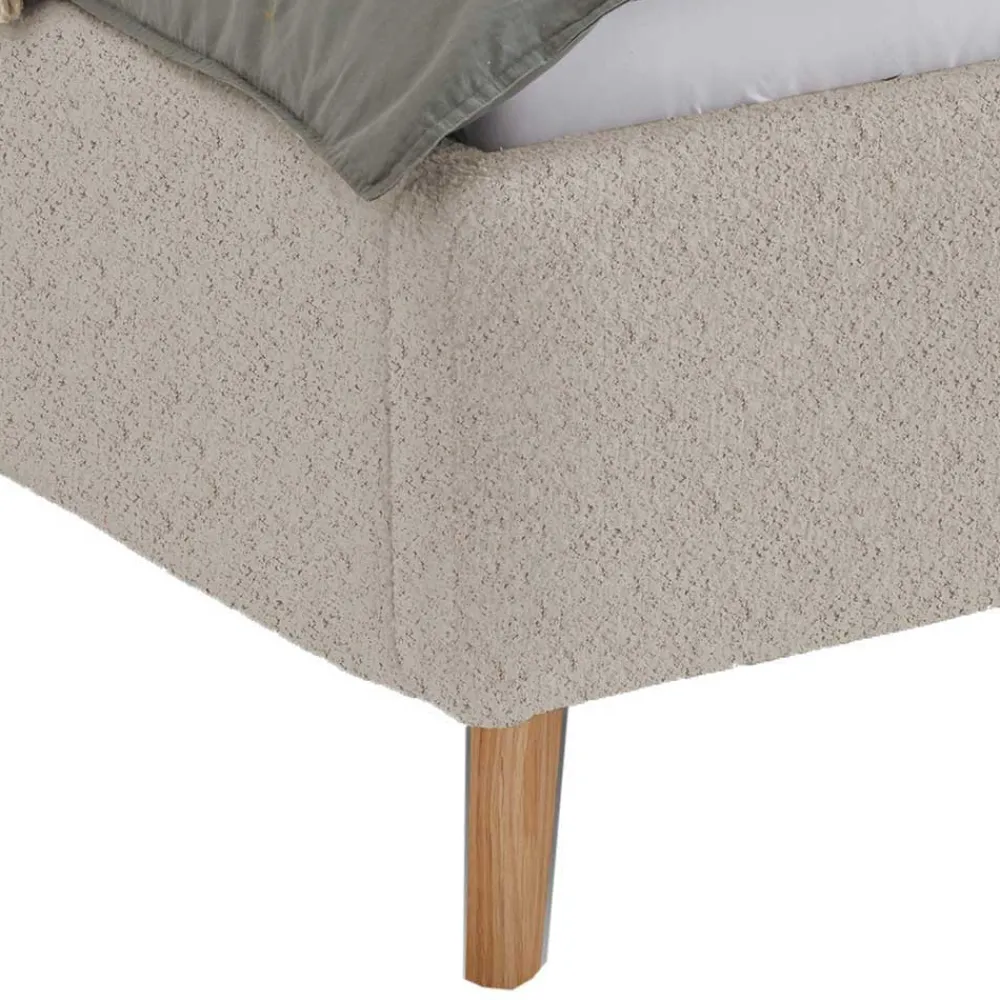 Wohnen Betten<Doppelbett mit Bettkasten in Beige Webplüsch - Samuele
