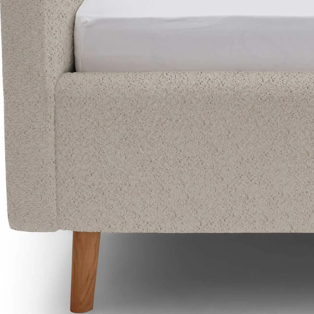 Wohnen Betten<Doppelbett mit Bettkasten in Beige Webplüsch - Samuele