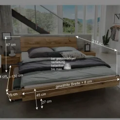Wohnen Betten<Doppelbett mit Nachtkonsolen Set - Aryvano (dreiteilig)