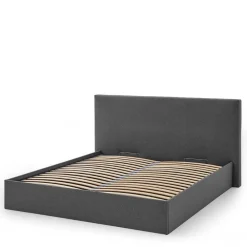 Wohnen Betten<Doppelbett mit Stauraum in Anthrazit Stoff - Clarford