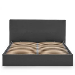 Wohnen Betten<Doppelbett mit Stauraum in Anthrazit Stoff - Clarford