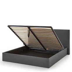 Wohnen Betten<Doppelbett mit Stauraum in Anthrazit Stoff - Clarford