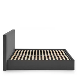 Wohnen Betten<Doppelbett mit Stauraum in Anthrazit Stoff - Clarford