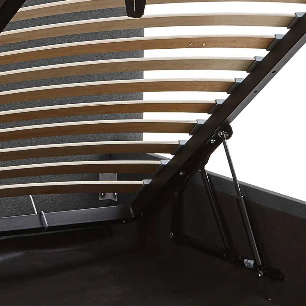 Wohnen Betten<Doppelbett mit Stauraum in Anthrazit Stoff - Clarford