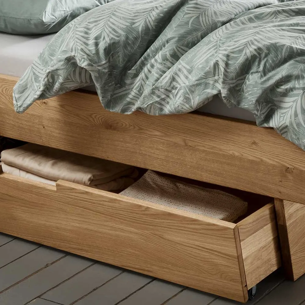 Wohnen Betten<Doppelbett mit zwei Bettkästen aus Wildeiche - Zennian