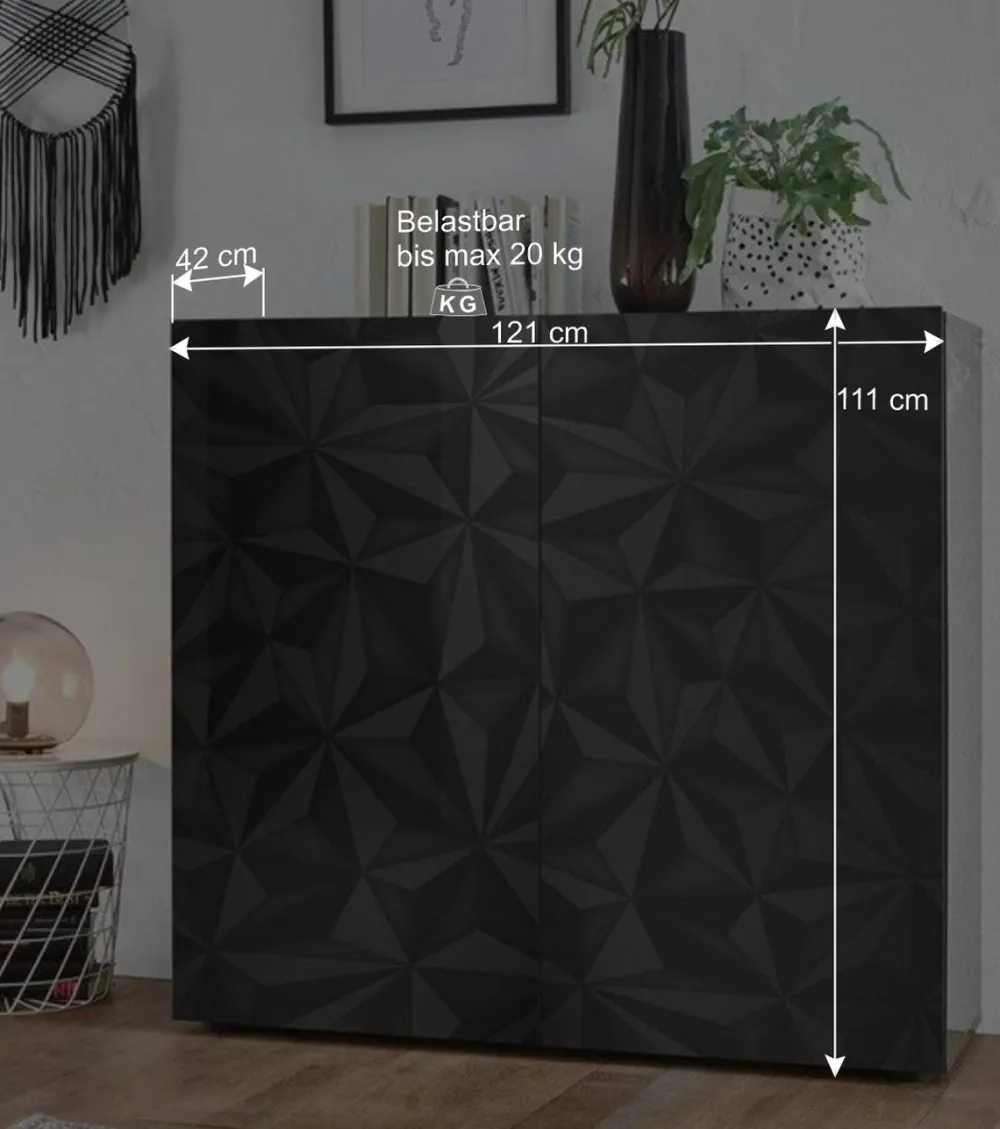 Wohnen Sideboards<Doppeltür Kommode in Dunkelgrau Hochglanz - Kuriasna