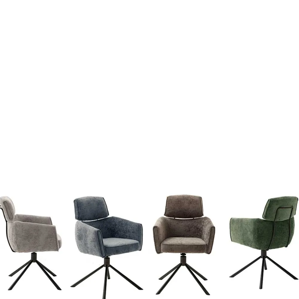 Wohnen Stühle<Drehbare Esszimmerstühle in Oliv Grün - Unkorian (2er Set)
