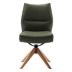 Wohnen Stühle<Drehbare Lederstühle in Oliv Grün - Diziana (2er Set)