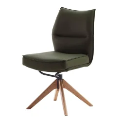 Wohnen Stühle<Drehbare Lederstühle in Oliv Grün - Diziana (2er Set)