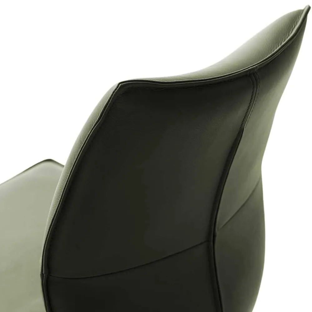 Wohnen Stühle<Drehbare Lederstühle in Oliv Grün - Diziana (2er Set)