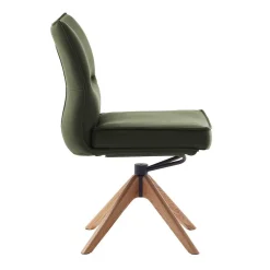 Wohnen Stühle<Drehbare Lederstühle in Oliv Grün - Diziana (2er Set)