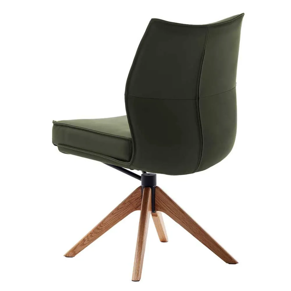 Wohnen Stühle<Drehbare Lederstühle in Oliv Grün - Diziana (2er Set)
