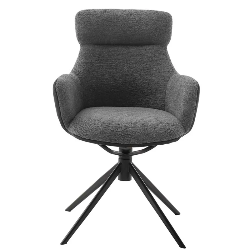 Wohnen Stühle<Drehbarer Esszimmersessel in Anthrazit - Adhipa (2er Set)