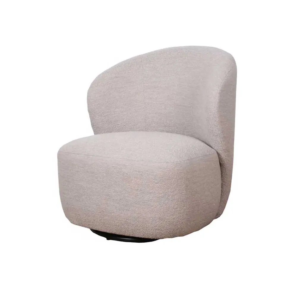 Wohnen Sessel<Drehbarer Lesesessel in Cremeweiß Boucle - Cleas