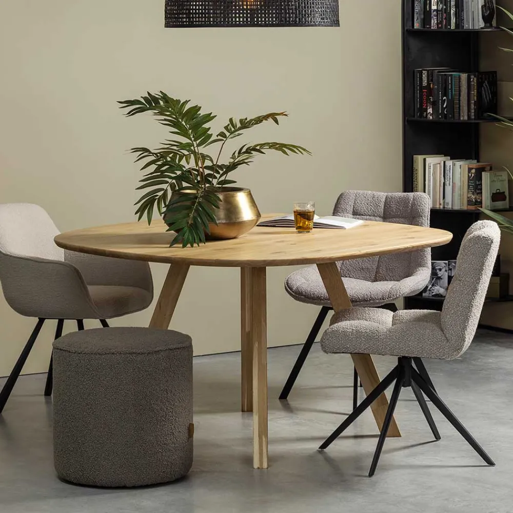Wohnen Stühle<Drehbarer Polsterstuhl aus Boucle Stoff in Beige - Magan