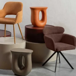 Wohnen Stühle<Drehbarer Polsterstuhl in Kastanienbraun Stoff - Rajavo (2er Set)