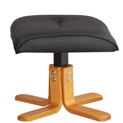Wohnen Sessel<Drehbarer Sessel mit Hocker in Schwarz - Fidarela (zweiteilig)