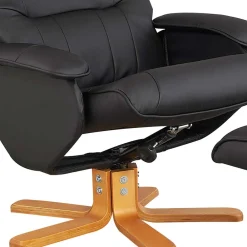 Wohnen Sessel<Drehbarer Sessel mit Hocker in Schwarz - Fidarela (zweiteilig)