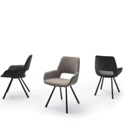 Wohnen Stühle<Drehbarer Tischsessel in hellem Grau - Kiano (2er Set)