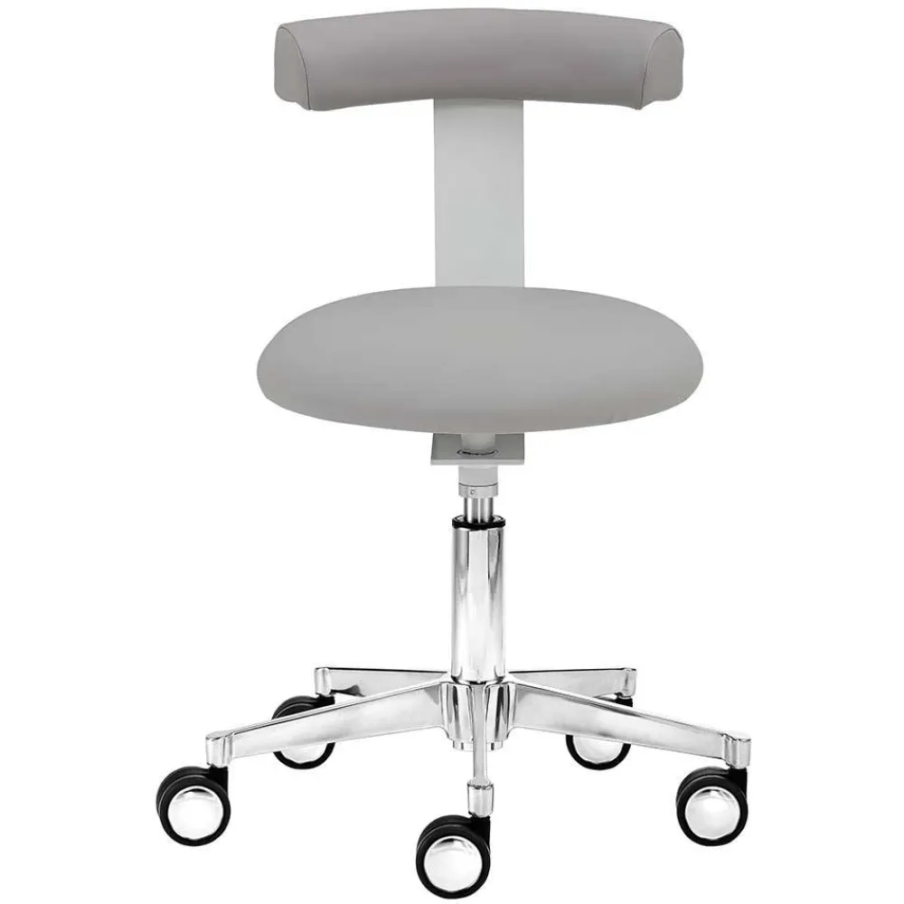 Wohnen Hocker<Drehhocker mit Lehne in Grau & Alu - Liony