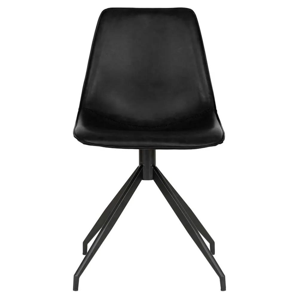 Wohnen Stühle<Drehstühle aus Kunstleder in Schwarz - Jalisa (2er Set)
