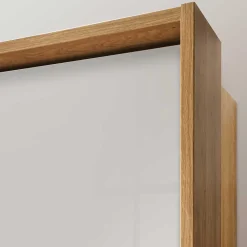 Wohnen Kleiderschränke|Schränke<Drehtürenschrank mit Glasfront in Beige - Emdsiva