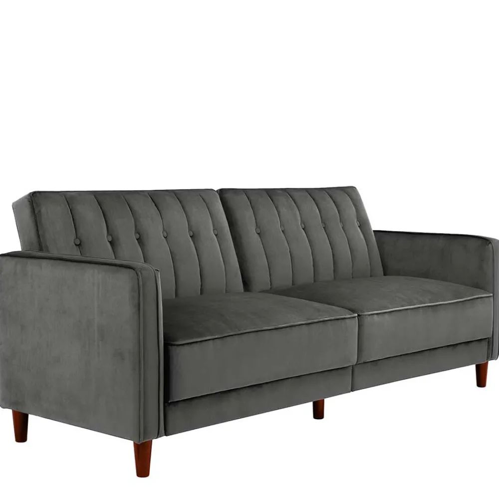 Wohnen Betten|Sofas<Dreisitzer Schlafcouch in Grau Samt - Lessia