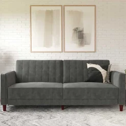Wohnen Betten|Sofas<Dreisitzer Schlafcouch in Grau Samt - Lessia
