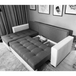 Wohnen Sofas<Dreisitzer Schlafcouch in Dunkelbraun Stoff - Fabrizio