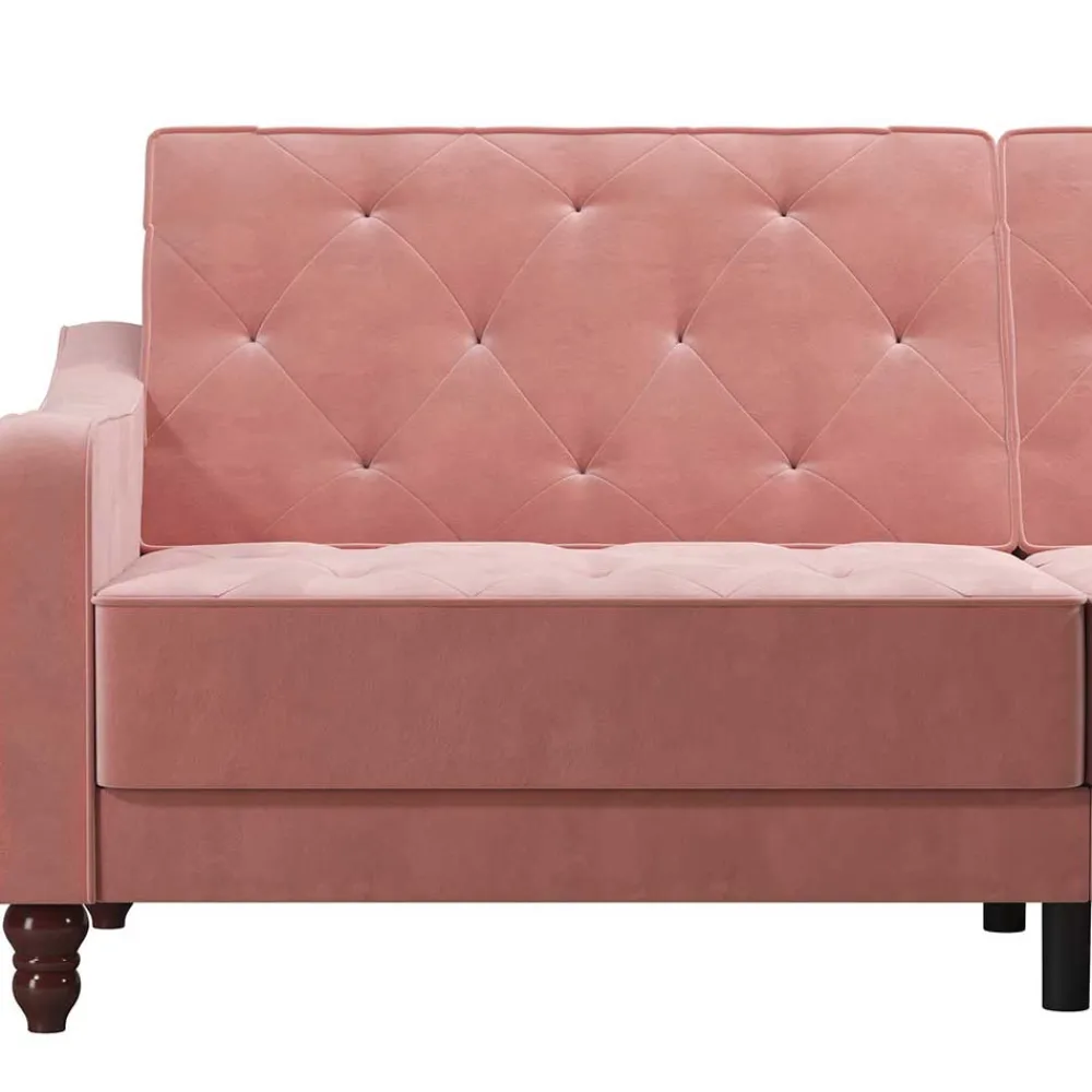 Wohnen Betten|Sofas<Dreisitzer Schlafcouch in Rosa Samtbezug - Norteba
