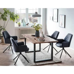 Wohnen Stühle<Dunkelblaue Drehstühle für Esstisch - Viraneos (2er Set)