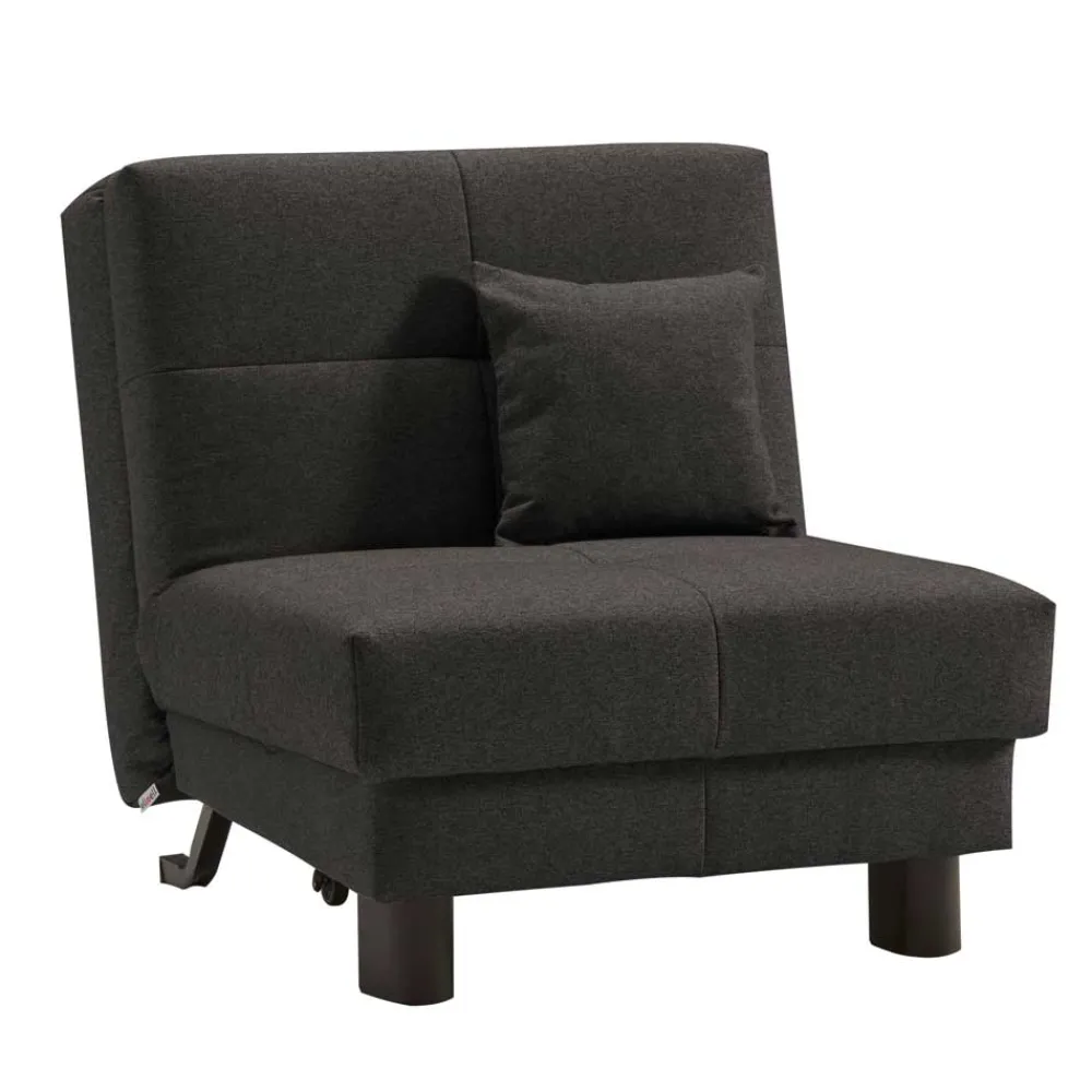 Wohnen Sofas<Dunkelgrauer Flachgewebe Sessel mit Schlaffunktion - Emli