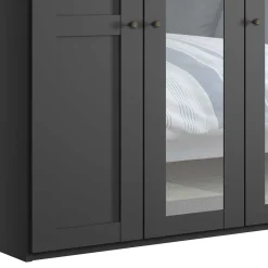 Wohnen Kleiderschränke|Schränke<Dunkelgrauer Kleiderschrank mit Spiegeln - Mataram
