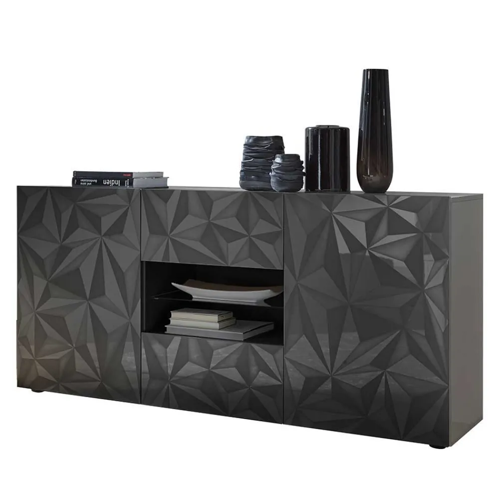 Wohnen Sideboards<Dunkelgraues Design-Sideboard in Hochglanz lackiert - Kuriasna