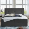 Wohnen Betten<Dunkelgraues Polsterbett mit Bettkasten - Epos