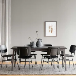 Wohnen Sitzgruppe<Dunkle Essgruppe im Skandi Design - Casna (siebenteilig)