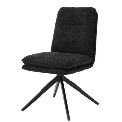 Wohnen Stühle<Dunkler Polsterstuhl in Anthrazit Boucle - Queen (2er Set)