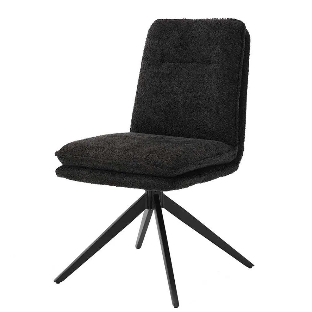 Wohnen Stühle<Dunkler Polsterstuhl in Anthrazit Boucle - Queen (2er Set)