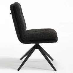 Wohnen Stühle<Dunkler Polsterstuhl in Anthrazit Boucle - Queen (2er Set)