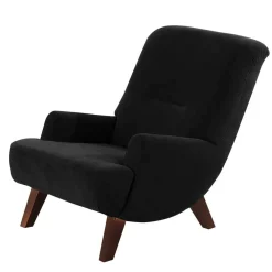 Wohnen Sessel<Dunkler Relaxsessel aus Velours Schwarz - Leverias