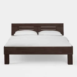 Wohnen Betten<Dunkles Massivholz Bett Ceolata in Buche Wenge lackiert