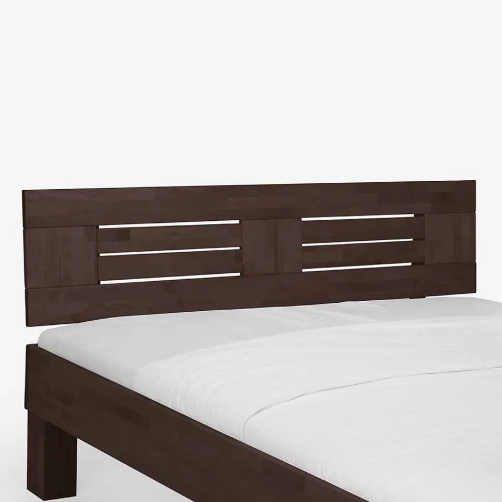 Wohnen Betten<Dunkles Massivholz Bett Ceolata in Buche Wenge lackiert