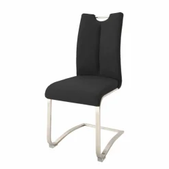 Wohnen Sessel<Echtleder Freischwinger in Schwarz - Standos (2er Set)